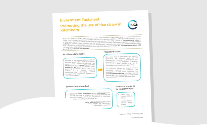 SUSTAIN Investment factsheet: Promoting the use of rice straw in Kilombero